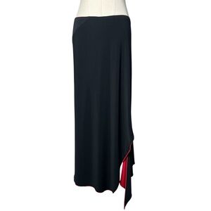 Vintage Donna Karan Black Red Asymmetrical Midi Skirt Vampy Whismigoth Formal